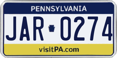 PA license plate JAR0274