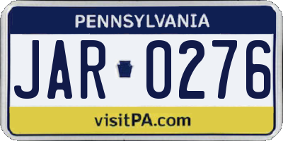 PA license plate JAR0276
