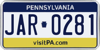 PA license plate JAR0281