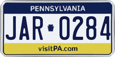 PA license plate JAR0284