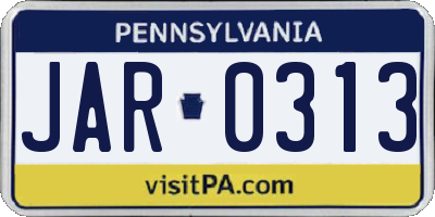 PA license plate JAR0313