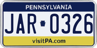 PA license plate JAR0326