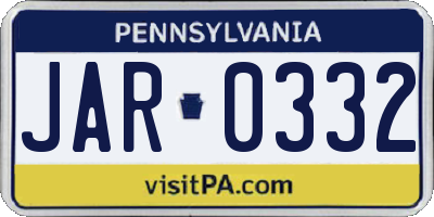 PA license plate JAR0332