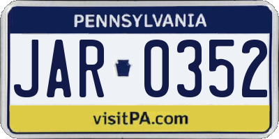 PA license plate JAR0352