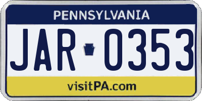 PA license plate JAR0353