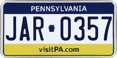 PA license plate JAR0357