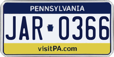 PA license plate JAR0366