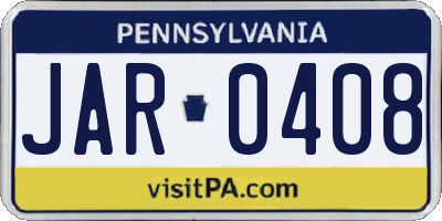 PA license plate JAR0408