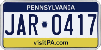 PA license plate JAR0417