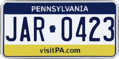 PA license plate JAR0423