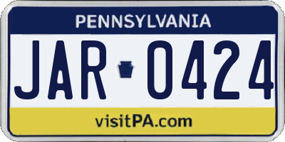 PA license plate JAR0424