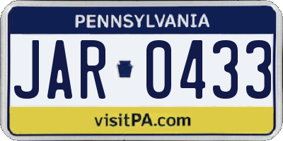 PA license plate JAR0433