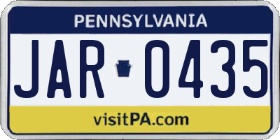 PA license plate JAR0435