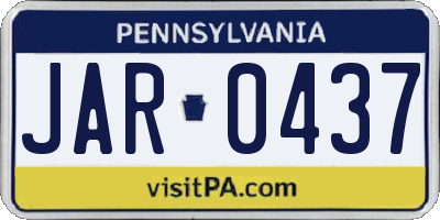 PA license plate JAR0437