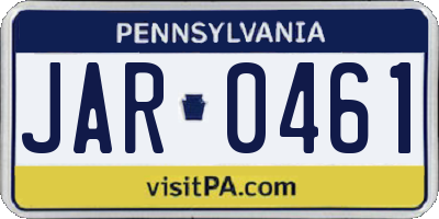 PA license plate JAR0461
