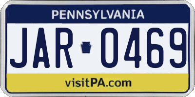 PA license plate JAR0469