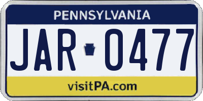 PA license plate JAR0477