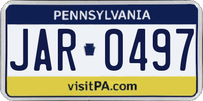 PA license plate JAR0497