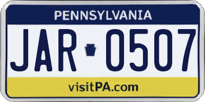 PA license plate JAR0507