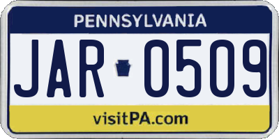 PA license plate JAR0509