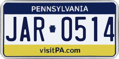 PA license plate JAR0514