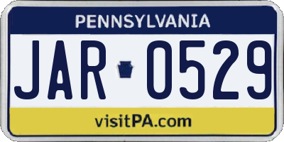PA license plate JAR0529