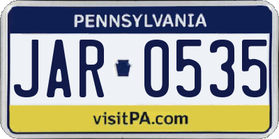 PA license plate JAR0535