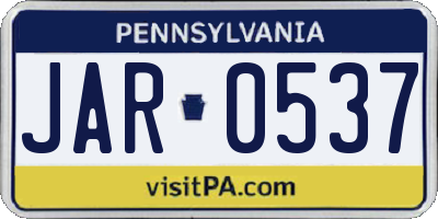 PA license plate JAR0537