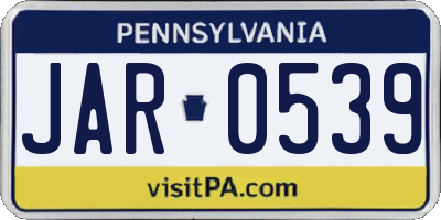 PA license plate JAR0539