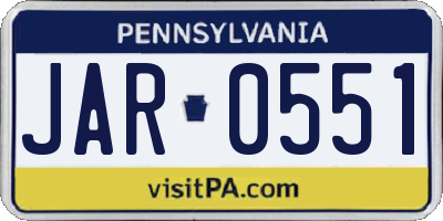 PA license plate JAR0551