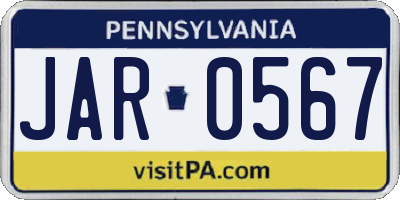 PA license plate JAR0567