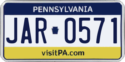 PA license plate JAR0571
