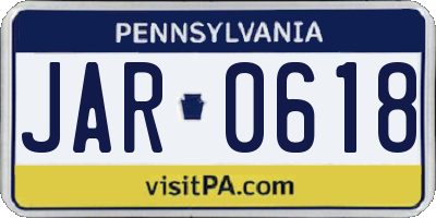PA license plate JAR0618