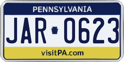 PA license plate JAR0623