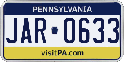 PA license plate JAR0633