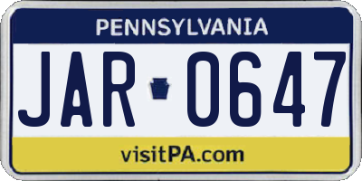 PA license plate JAR0647