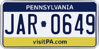 PA license plate JAR0649