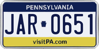 PA license plate JAR0651