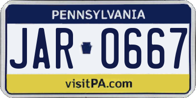 PA license plate JAR0667