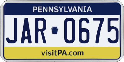 PA license plate JAR0675