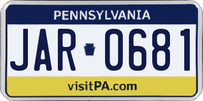 PA license plate JAR0681