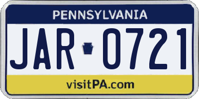 PA license plate JAR0721