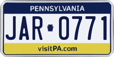PA license plate JAR0771