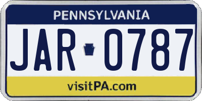 PA license plate JAR0787