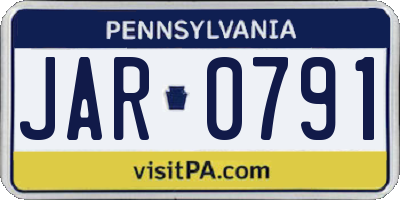 PA license plate JAR0791