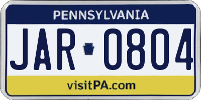 PA license plate JAR0804