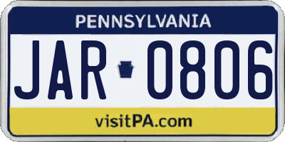 PA license plate JAR0806