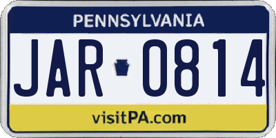 PA license plate JAR0814