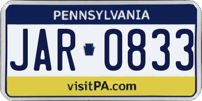 PA license plate JAR0833