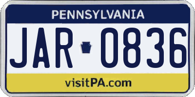 PA license plate JAR0836